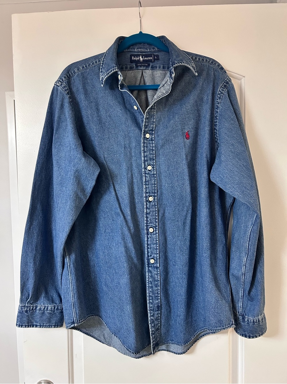 Ralph Lauren Denim button down red pony